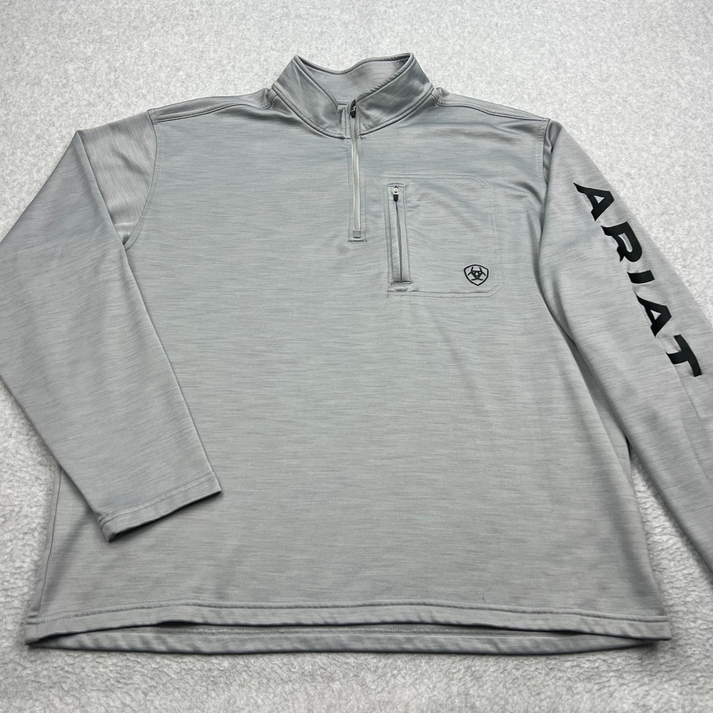 Ariat Tek Team 1/4 Zip Men's XL Gray Fleece AriatTek Outdoor Pullover Sweatshirt